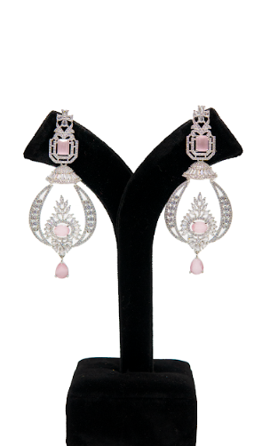 Elegant Pink Stone Chandelier Earrings – Statement Earrings for Women